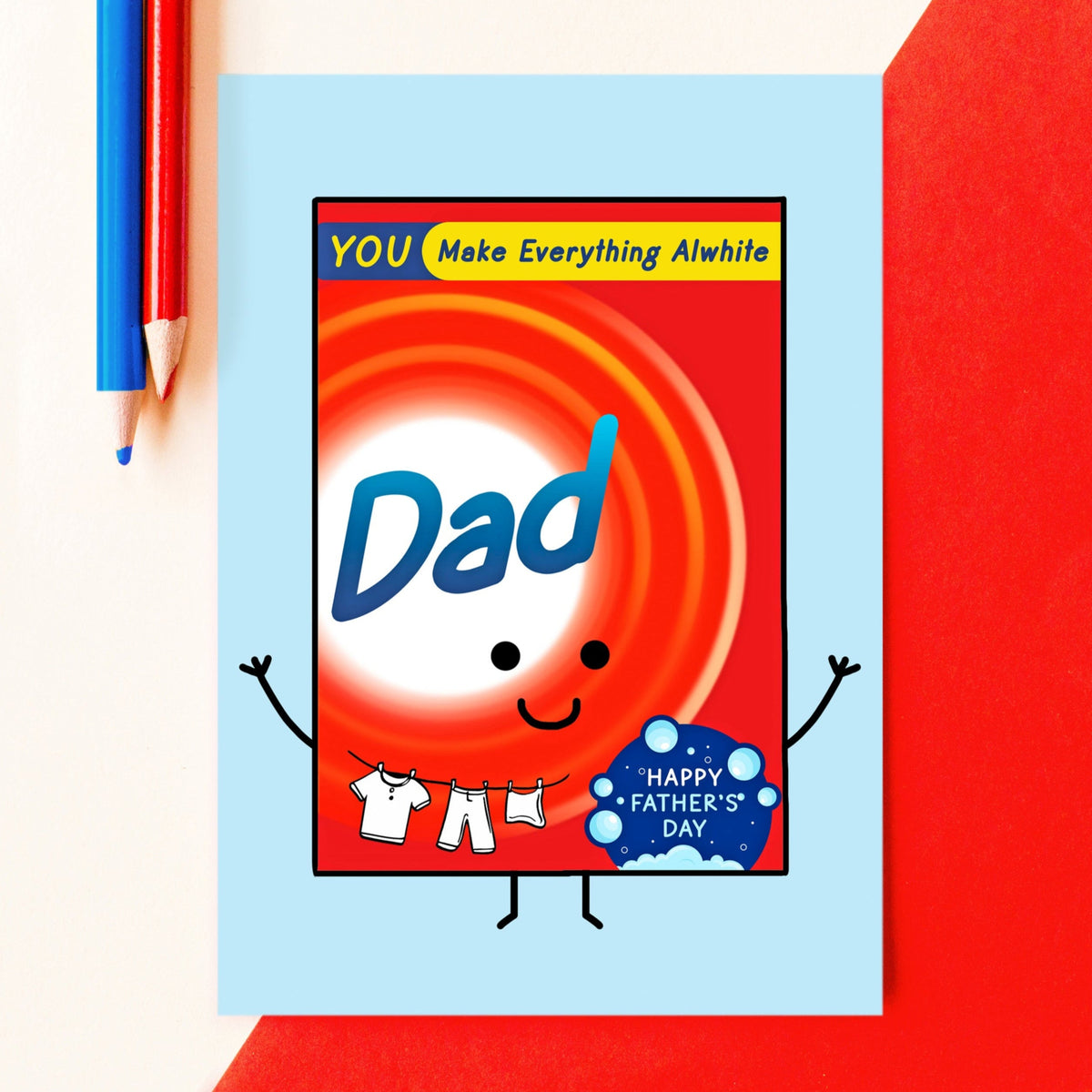 funny father's day card by of life & lemons with a laundry pun