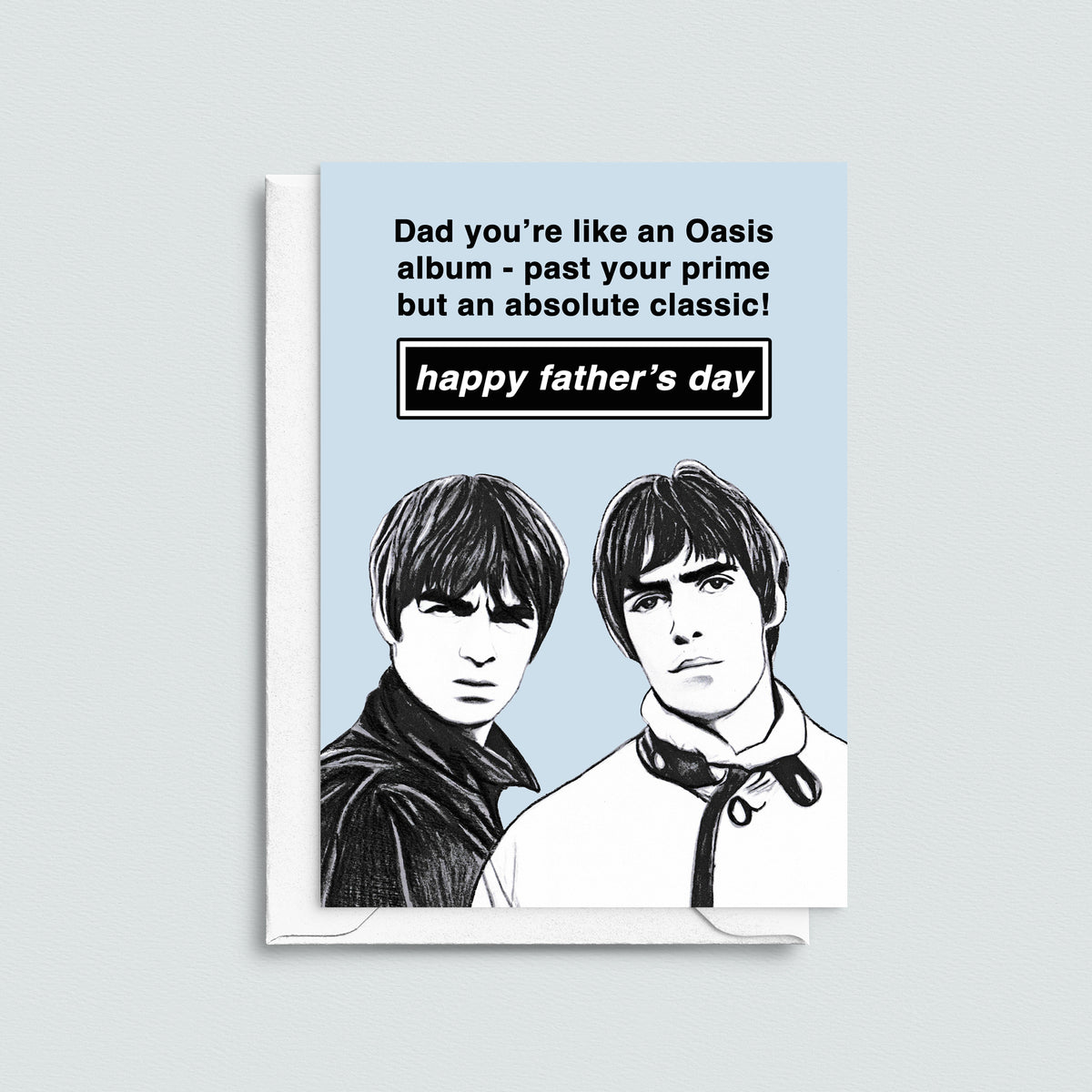Cheeky Oasis themed father's day card for a music loving Dad