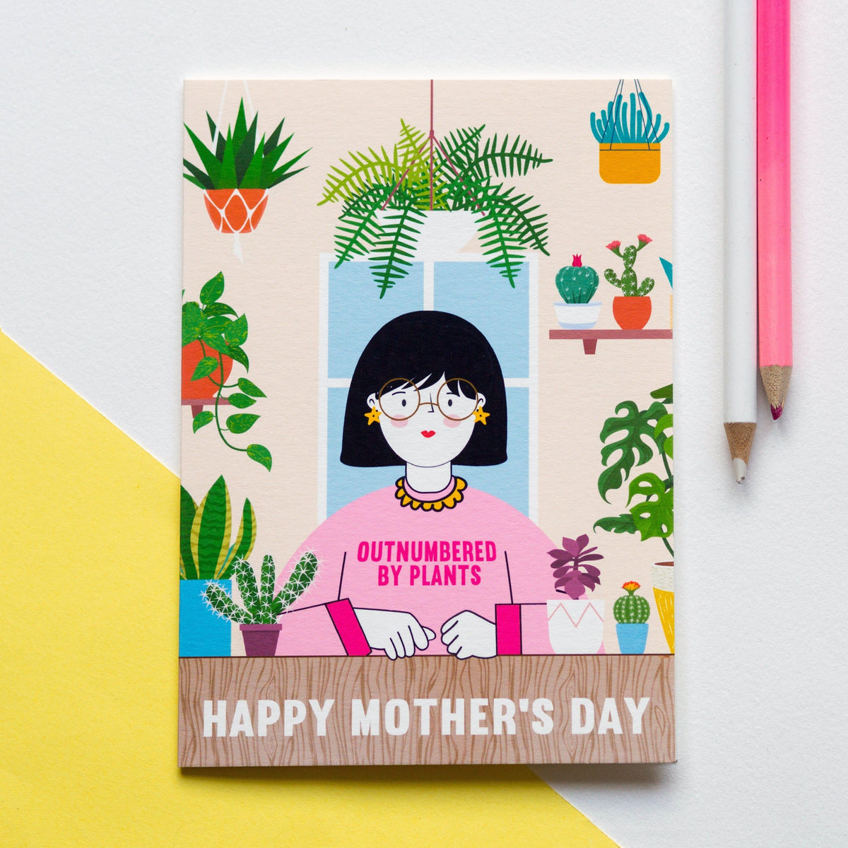 'Outnumbered By Plants' Mother's Day Card Cards for Mum Of Life & Lemons