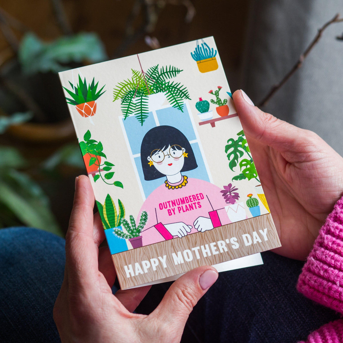 'Outnumbered By Plants' Mother's Day Card Cards for Mum Of Life & Lemons