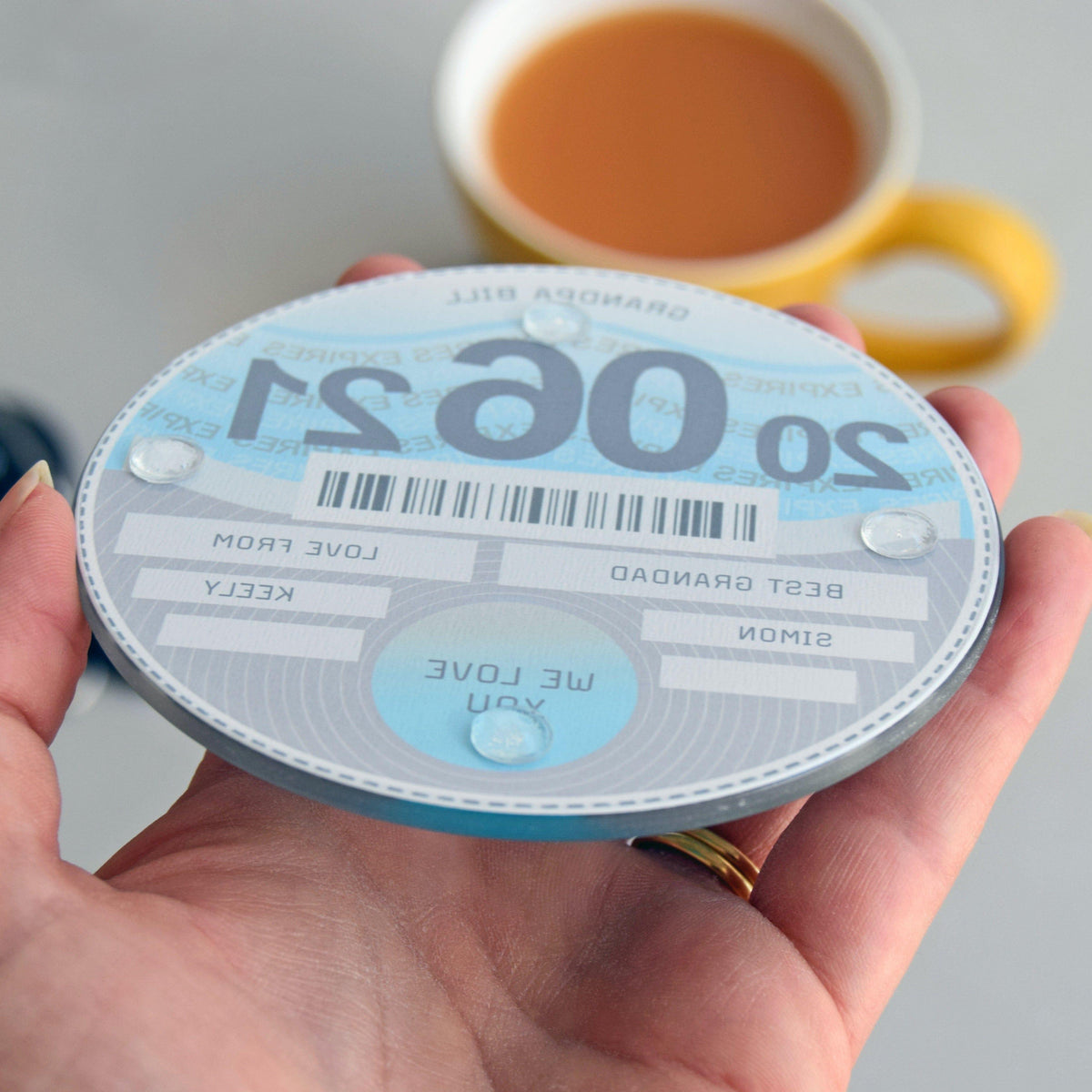 Personalised Glass Tax Disc Coaster for Dad Coaster Of Life & Lemons®