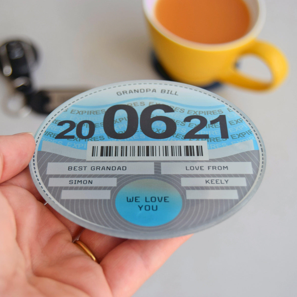 Personalised Glass Tax Disc Coaster for Dad Coaster Of Life & Lemons®