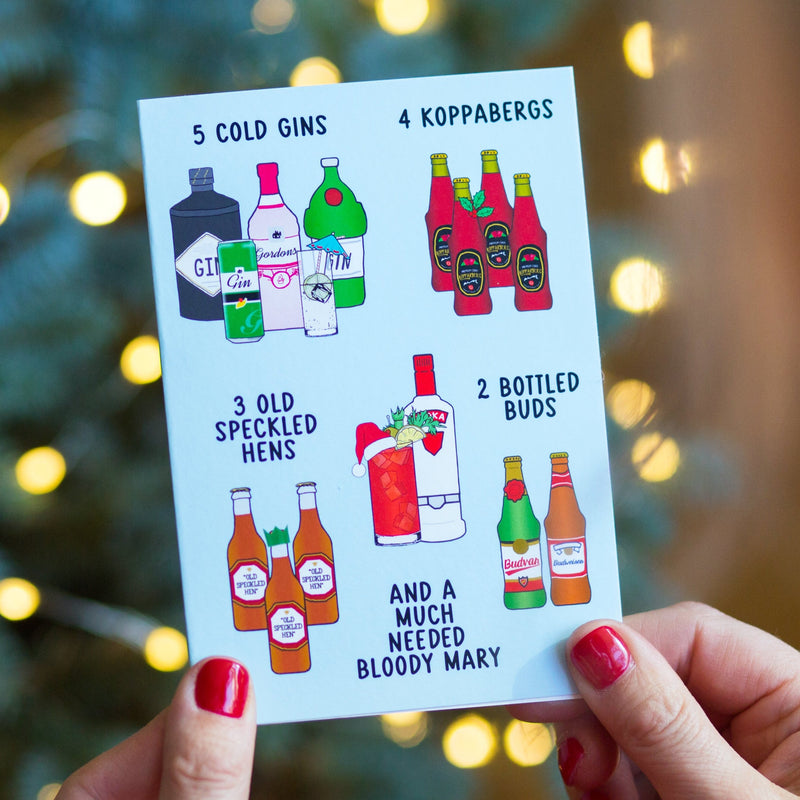 Boozy 'Twelve Days Of Christmas' Card