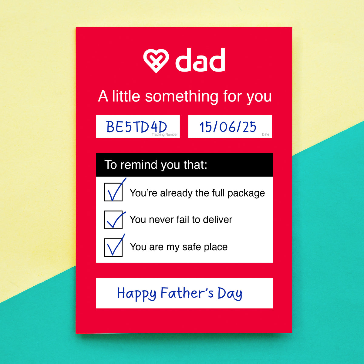 a funny father's day card featuring puns and sayings about deliveries