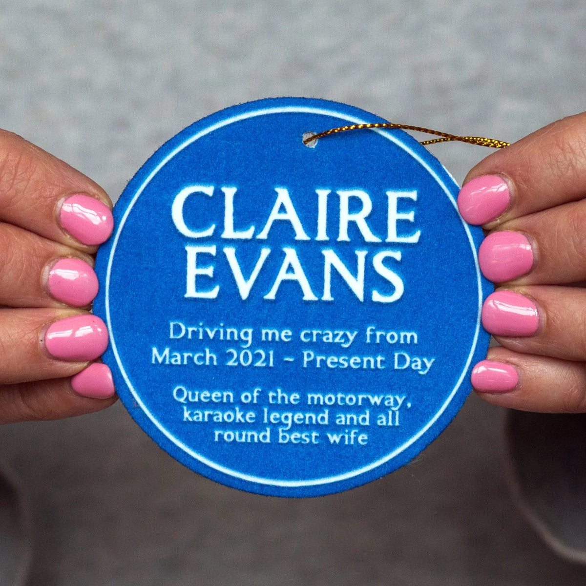 Personalised Blue Plaque Car Air Freshener