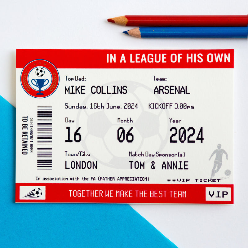 Personalised Football Ticket Card For Dad