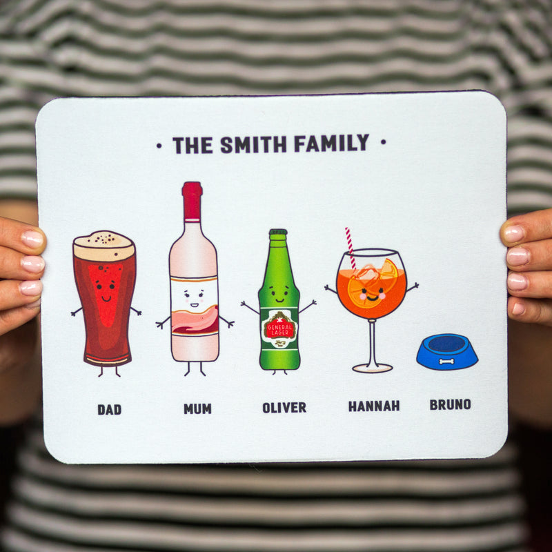 Personalised Family Drinks Mouse Mat