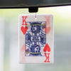 Hanging air freshener in a car. PLaying card themed, king of hearts design. Funny pun 'King of the road' - perfect gift for Dads or anyone who spends a lot of time driving
