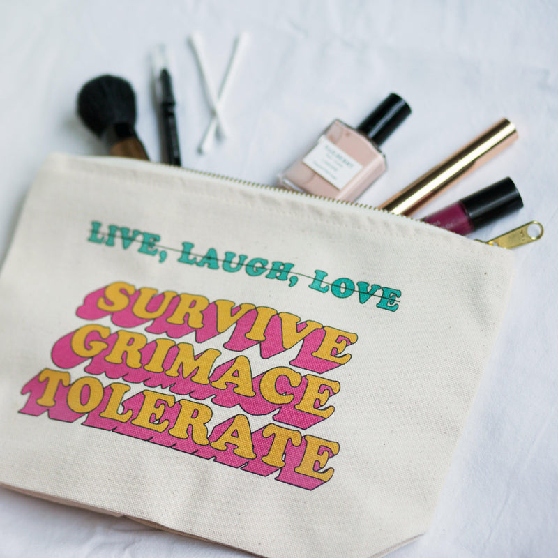 funny cosmetic bag with sarcastic message