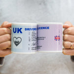 Personalised Driving Mug: Mimics a driving licence with customised information for a one-of-a-kind gift.