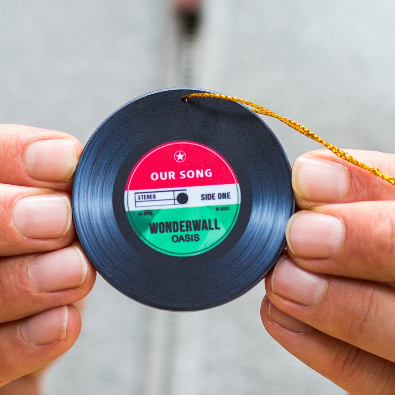 personalised vinyl record christmas tree bauble