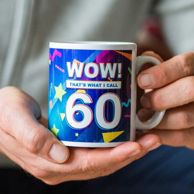 a mug gift for a 60th birthday with colourful motif 