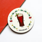 illustrated drinks christmas coaster