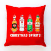 Christmas cushion with boozy pun and illustrations