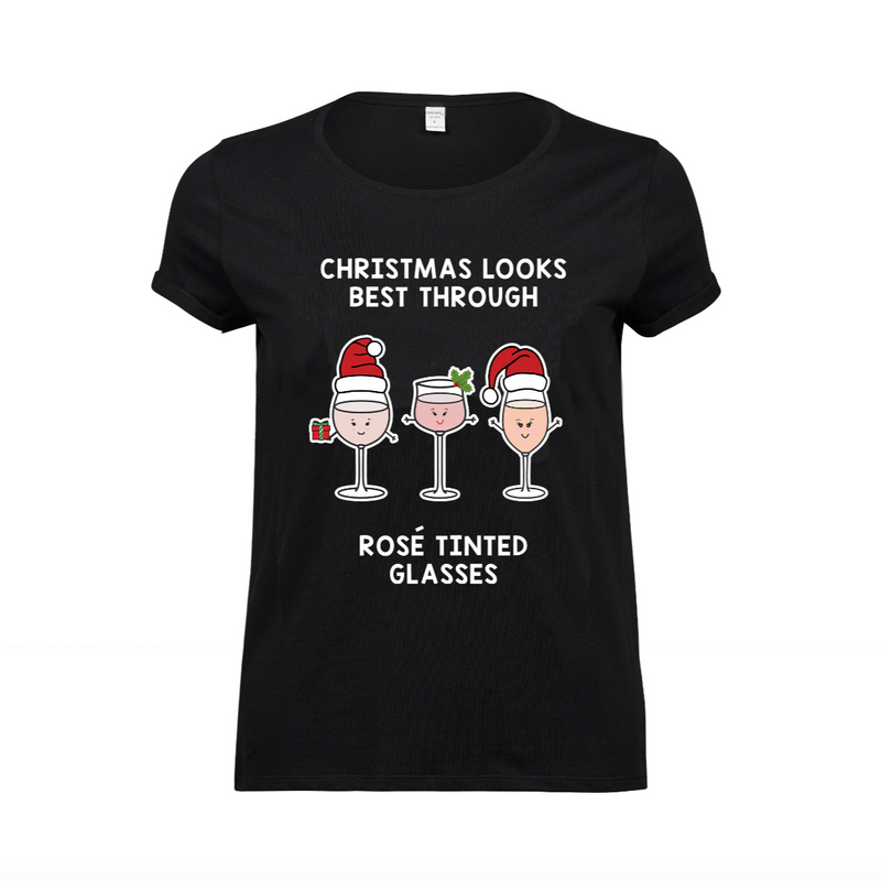 Funny Rosé Wine Ladies Christmas T-Shirt