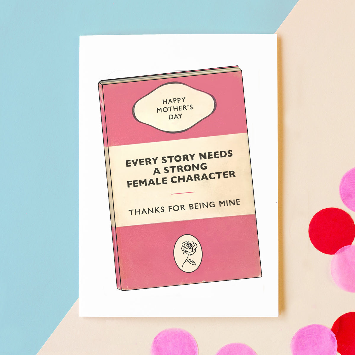 a mother's day card that looks like a classic penguin novel and thanks mum for being a strong female character in your life