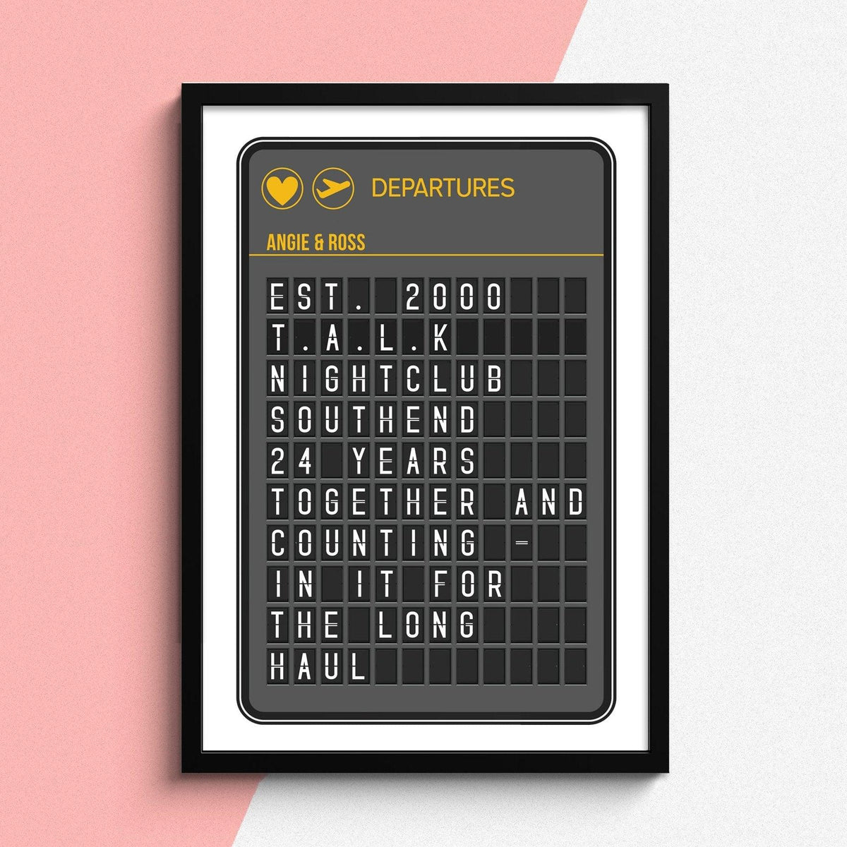 Personalised Departures Board Anniversary Print - Of Life & Lemons®