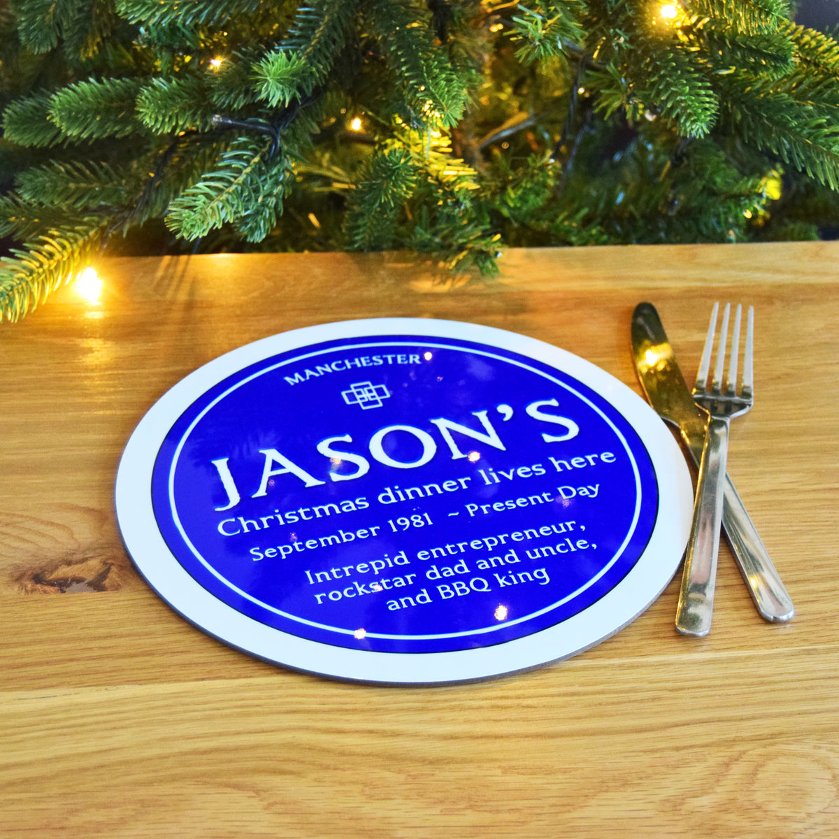 Personalised Blue Plaque Placemat