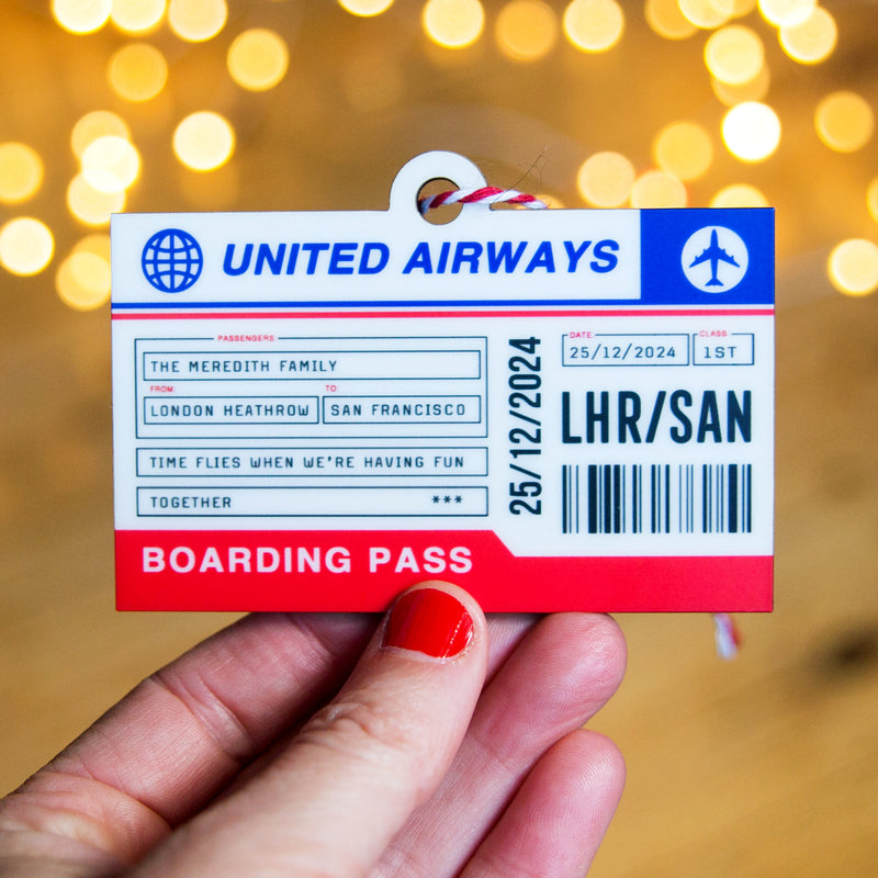 Personalised Boarding Pass Christmas Tree Decoration