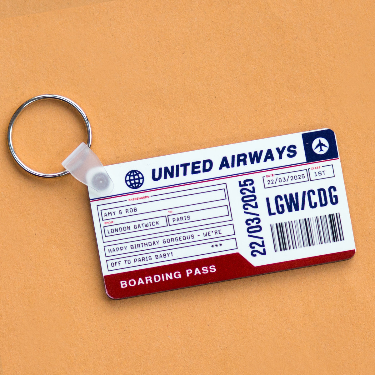 Personalised Boarding Pass Keyring