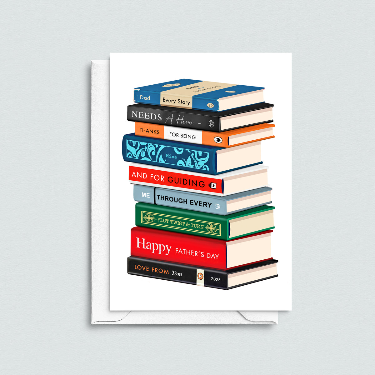 personalised father's day card for a book loving Dad