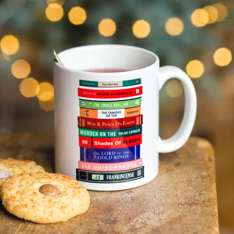 Funny Book Puns Christmas Mug