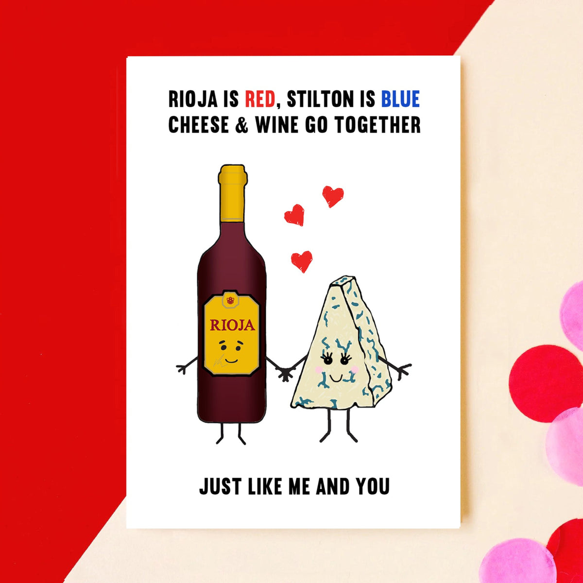 Cheese & Wine Valentine's Card