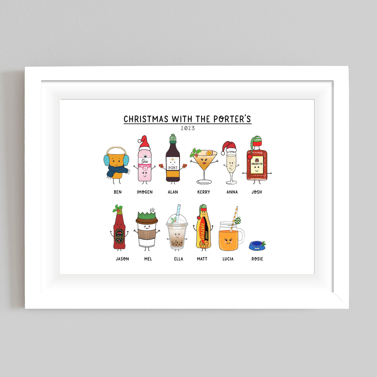 Personalised Christmas Drinks Print - Of Life & Lemons®