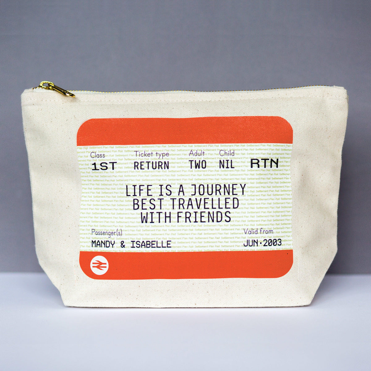 Personalised Ticket Make Up Bag Gift for Friends - Of Life & Lemons®