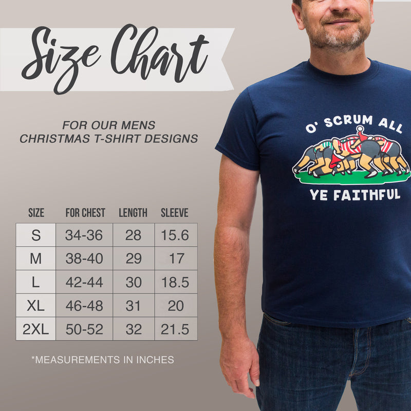 Size chart for men's t-shirts by of life and lemons