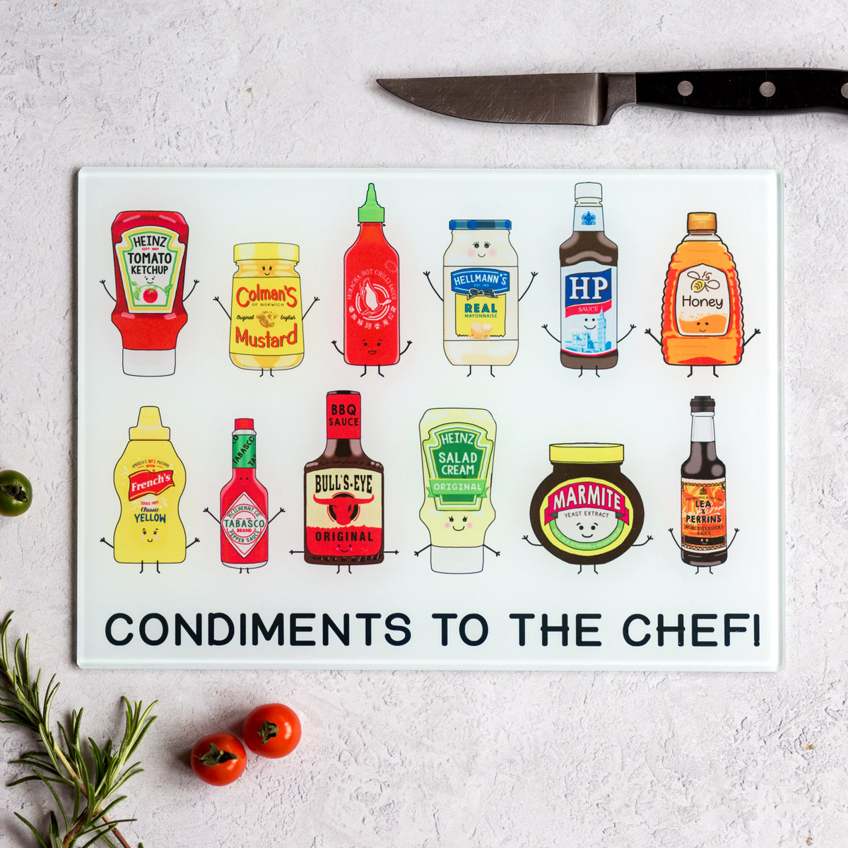 Funny Condiments Chopping Board