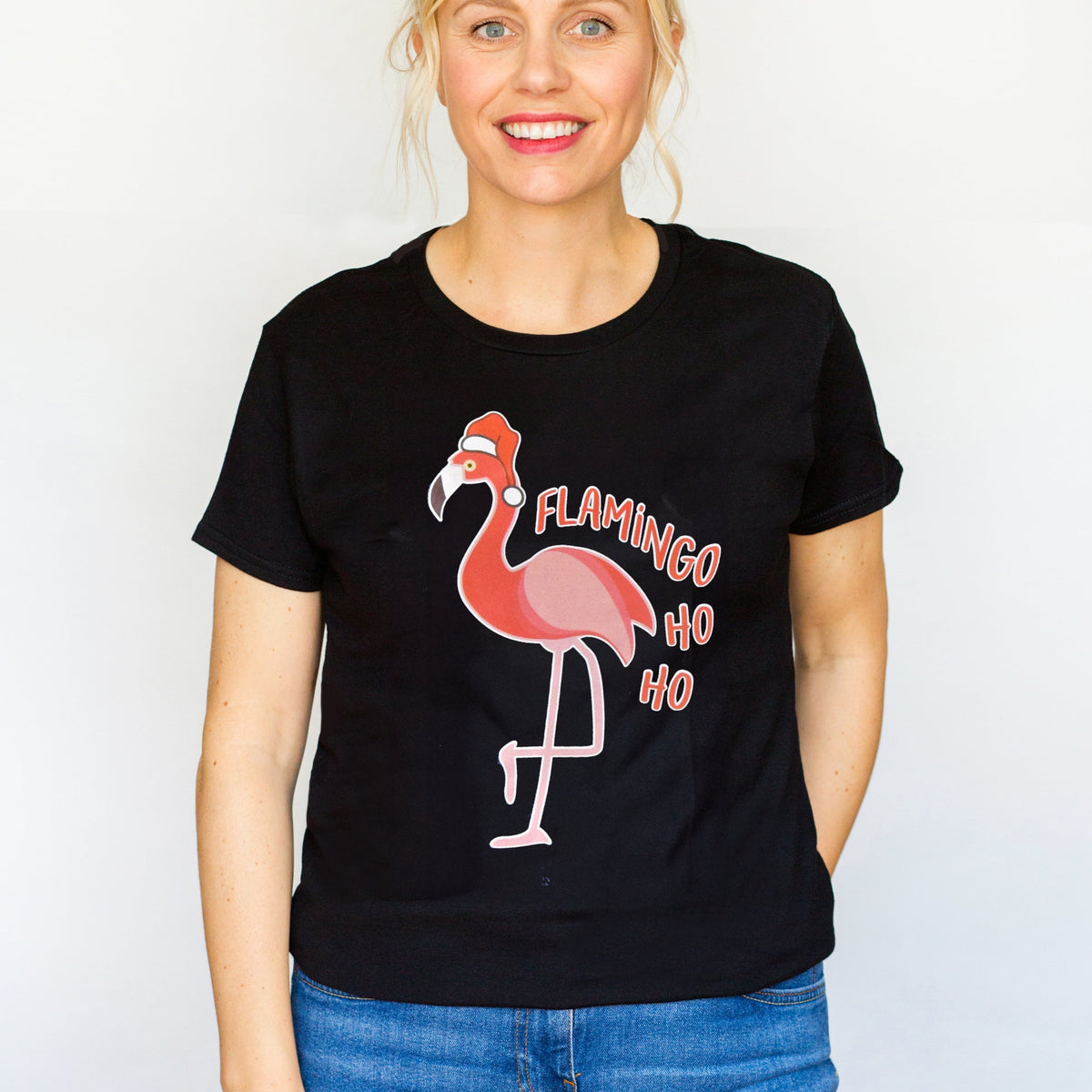 Funny Flamingo Ladies Christmas T-Shirt