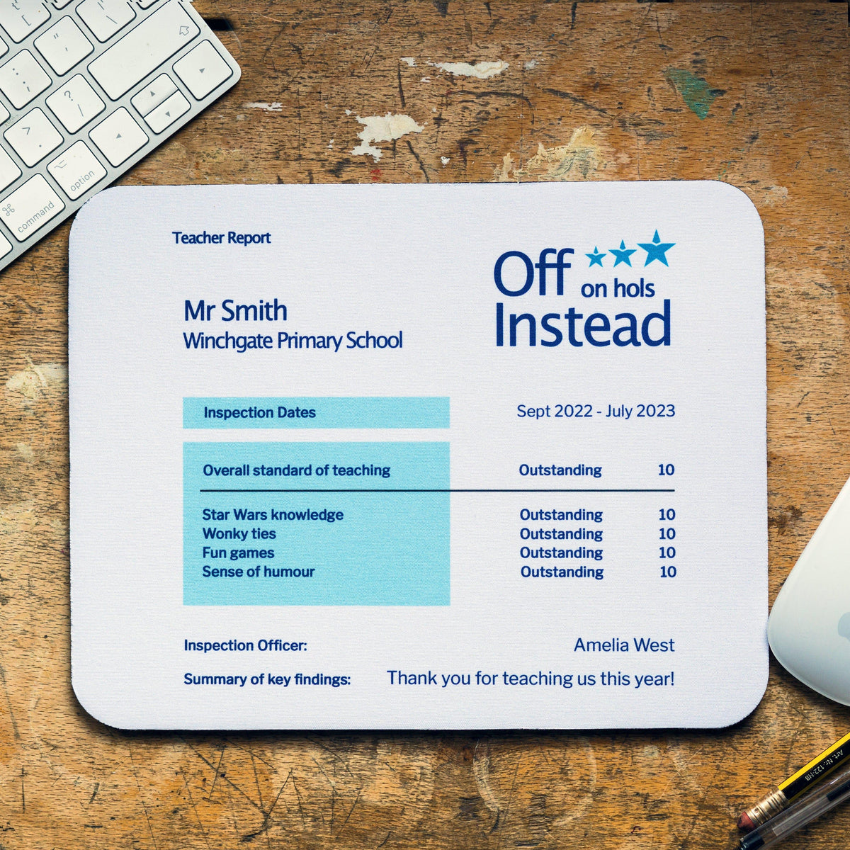 Personalised Teacher Report Mouse Mat - Of Life & Lemons®