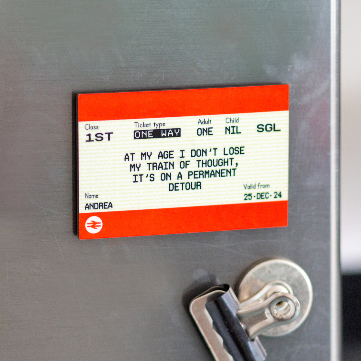 Funny Personalised Train Ticket Fridge Magnet