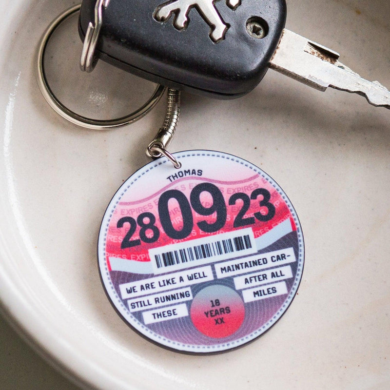 Personalised Tax Disc Anniversary Keyring - Of Life & Lemons®