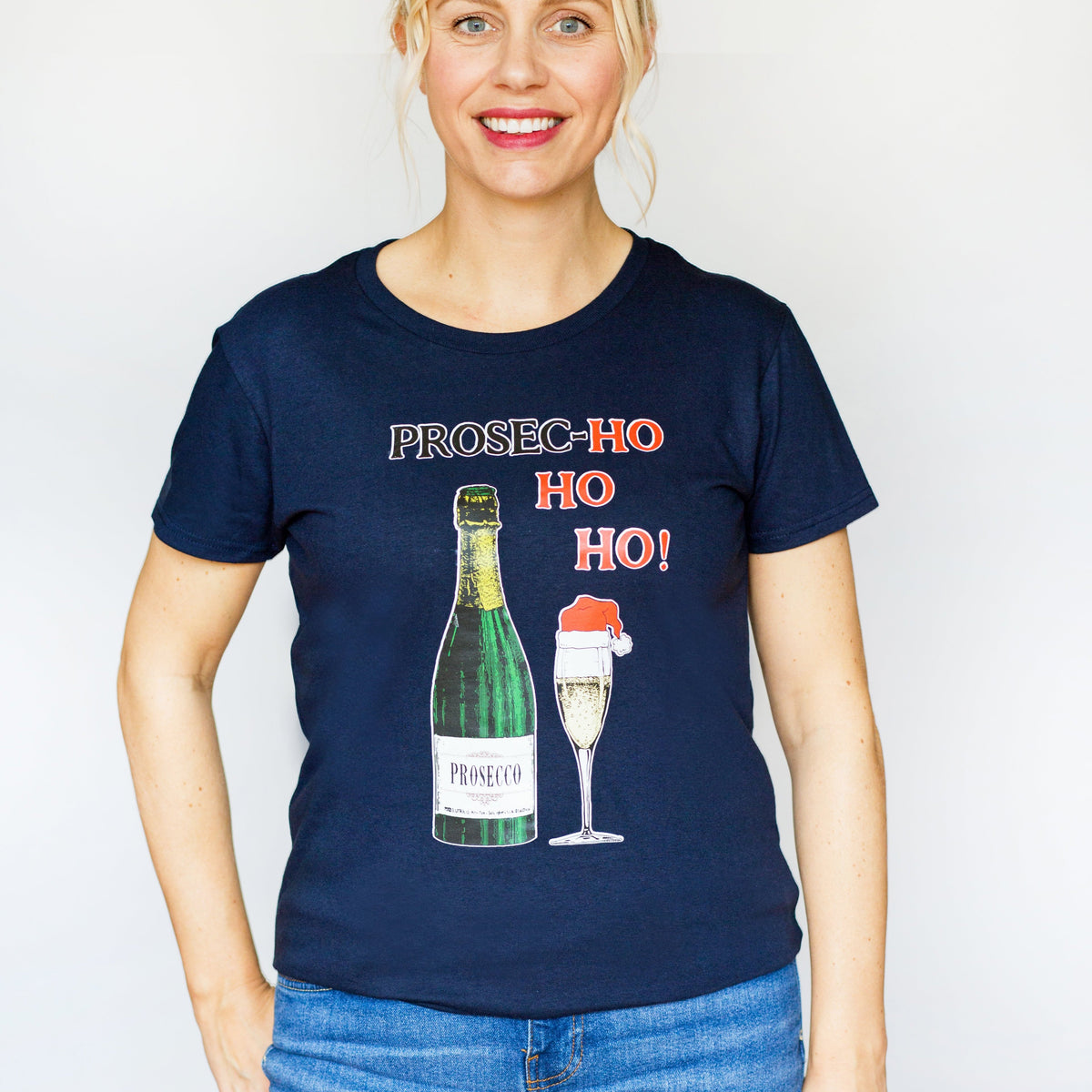 'Prosec-HoHoHo' Ladies Christmas T-Shirt