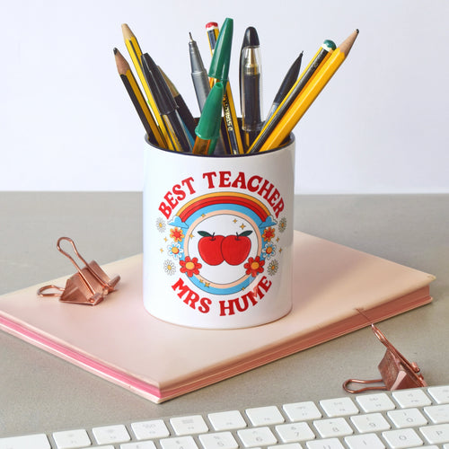 Personalised Retro Pen Pot For Teacher