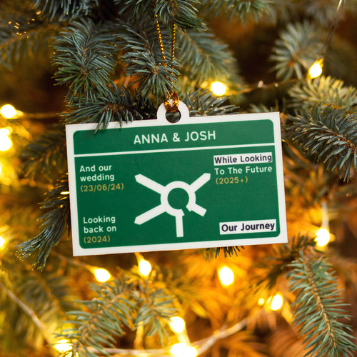 Personalised Road Sign Christmas Tree Decoration