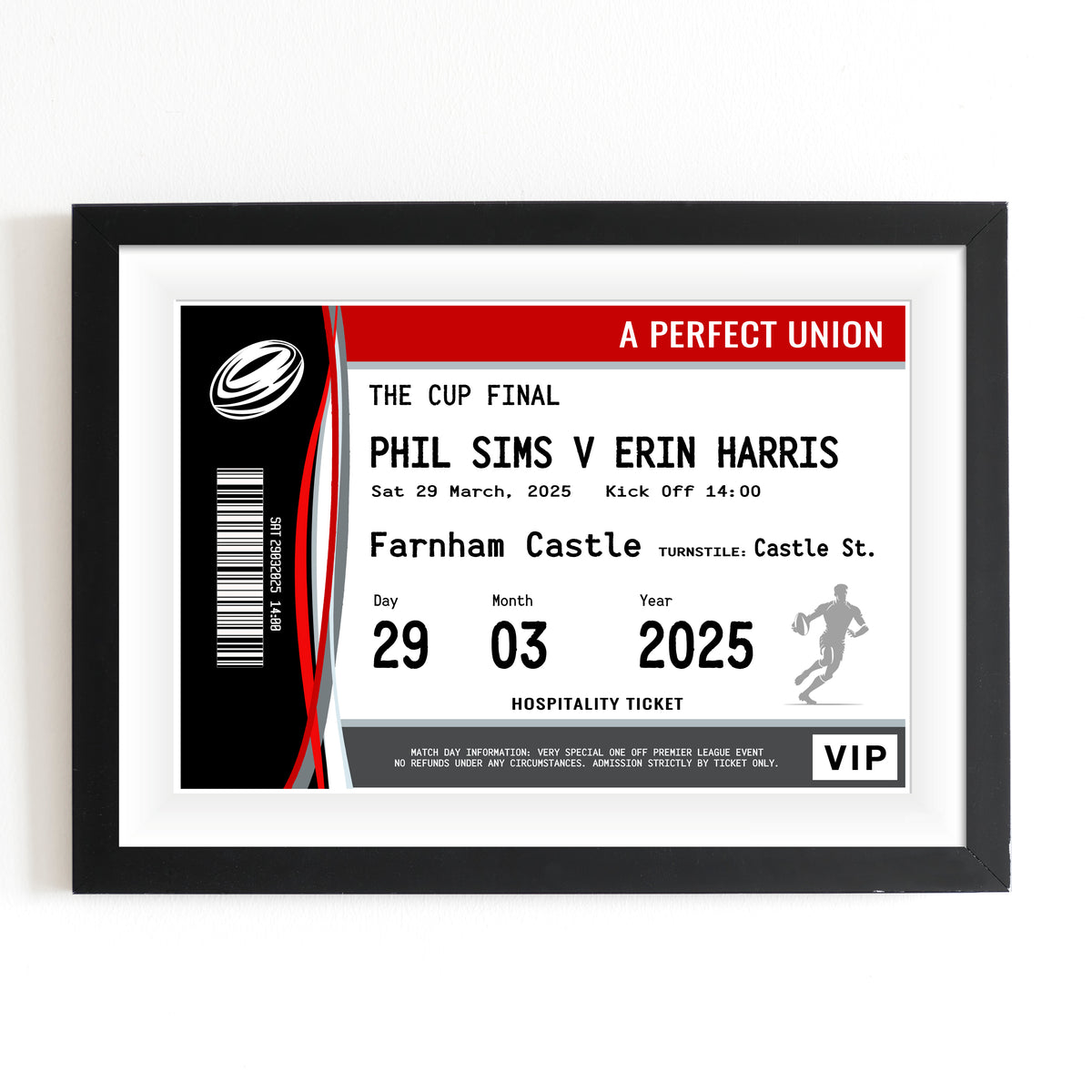 Personalised Rugby Wedding Print