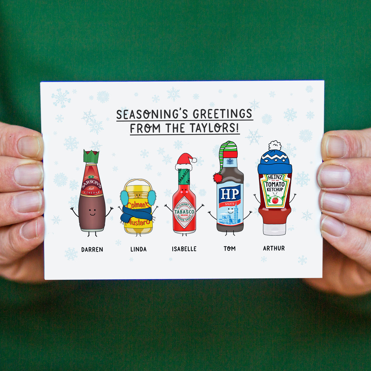 'Seasoning's Greetings' Custom Family Christmas Cards