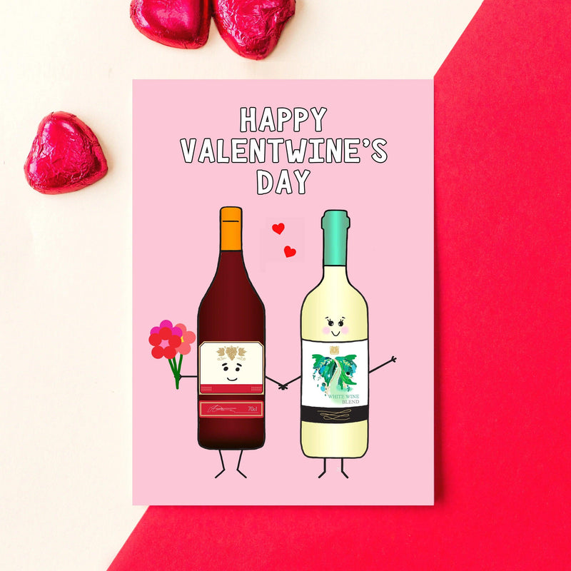 'Happy ValentWINE's Day' Funny Wine Valentine's Card - Of Life & Lemons®