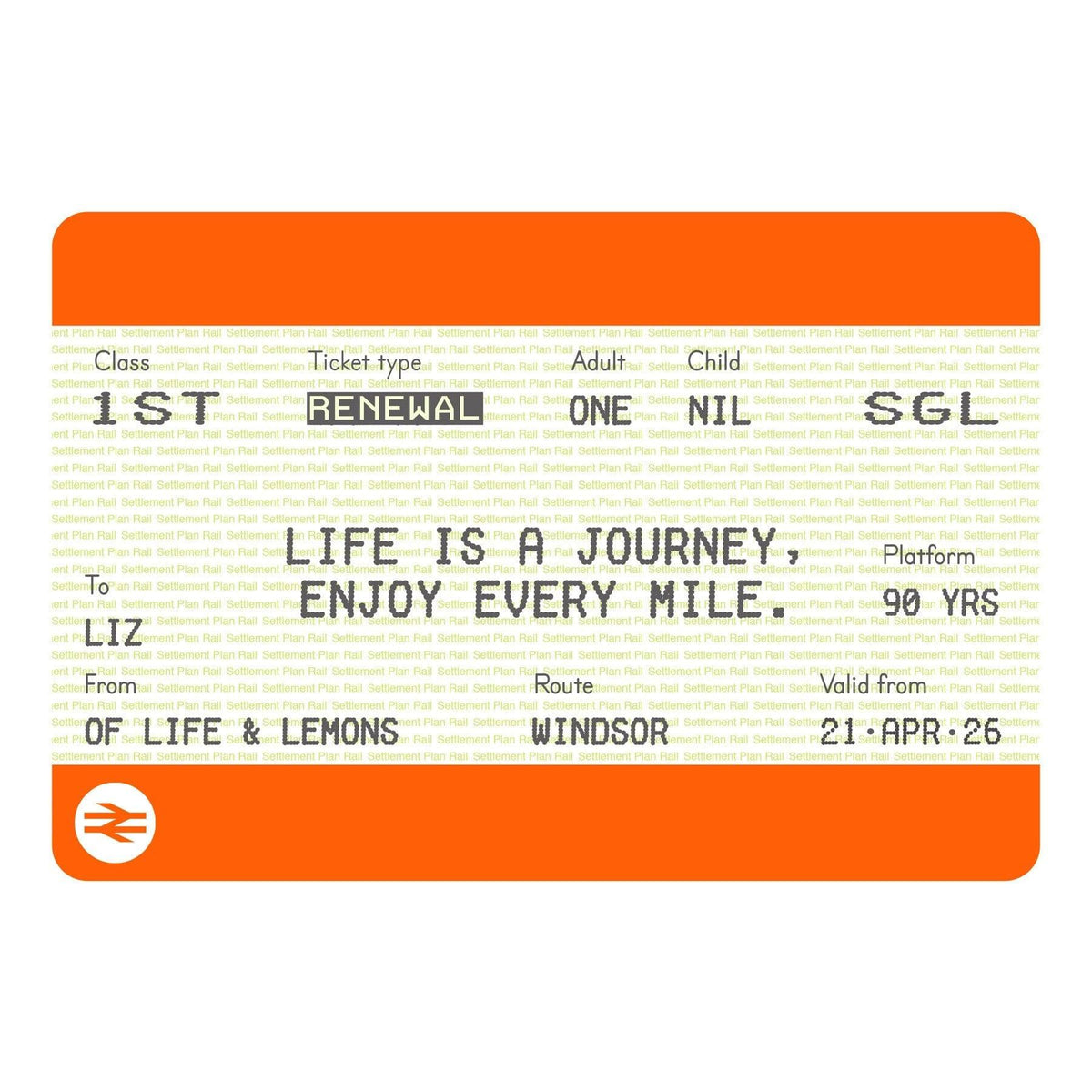 Personalised Train Ticket Birthday Print Train Ticket Prints Of Life & Lemons 