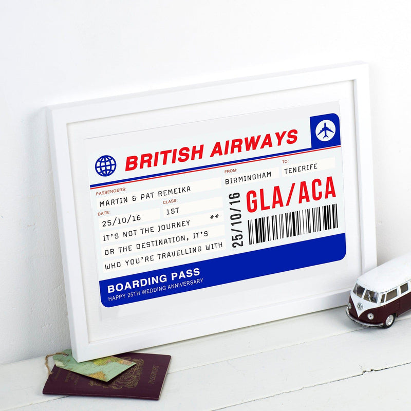 Personalised Boarding Pass Print Personalised Prints Of Life & Lemons 