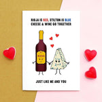 Cheese & Wine Valentine's Card Cards for your Other Half Of Life & Lemons 