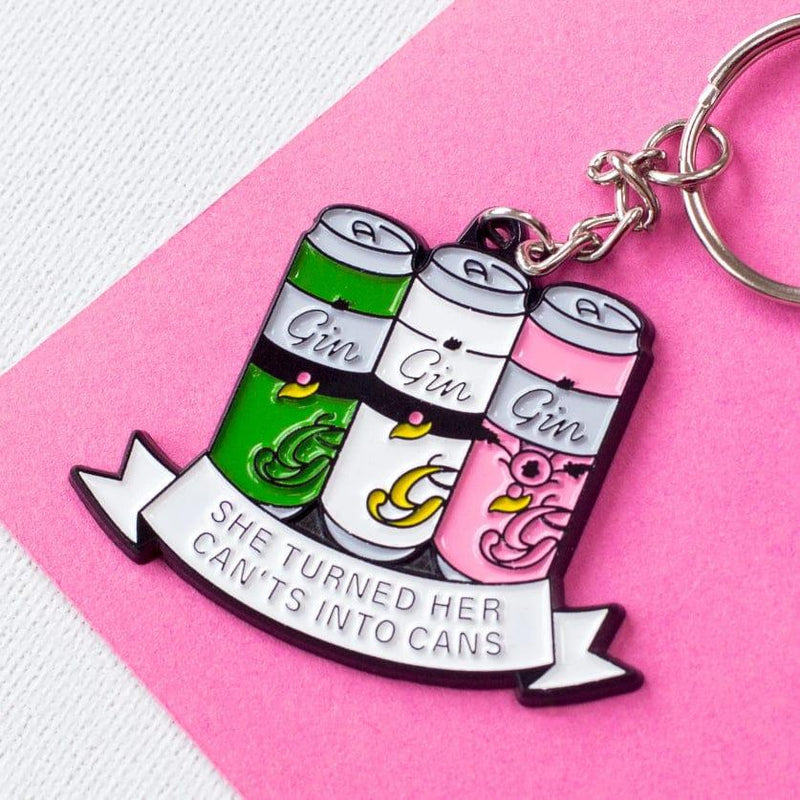 'She Turned Her Can'ts Into Cans' Funny Gin Keyring Keyring Of Life & Lemons 