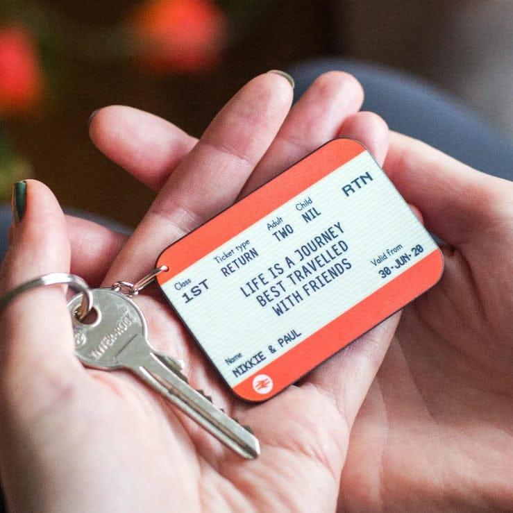 Personalised Train Ticket Friendship Keyring Personalised Keyring Of Life & Lemons 