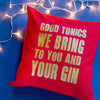 'Good Tonics We Bring' Typographic Christmas Cushion Cushion Of Life & Lemons® 