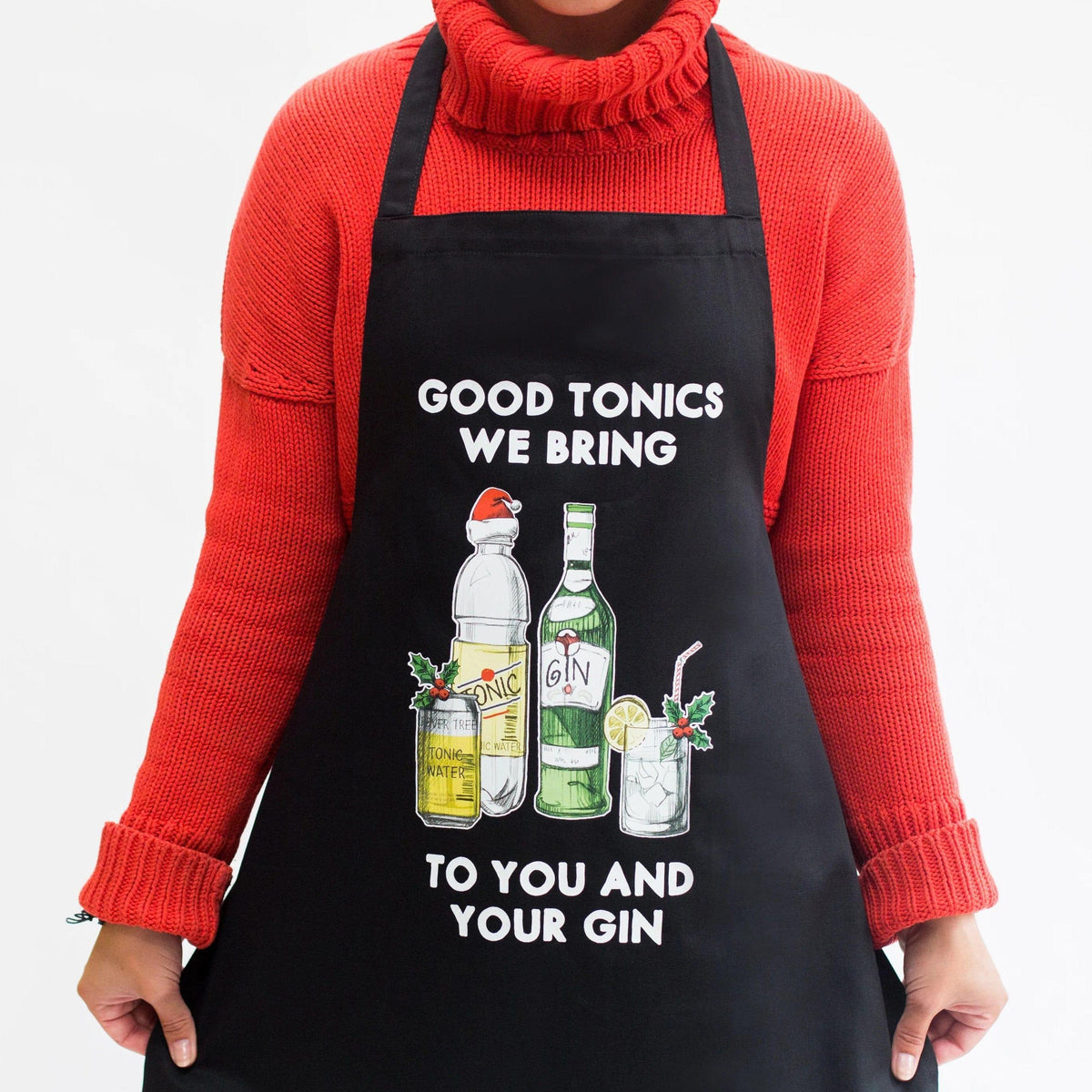 'Good Tonics We Bring' Gin Christmas Apron Aprons Of Life & Lemons 