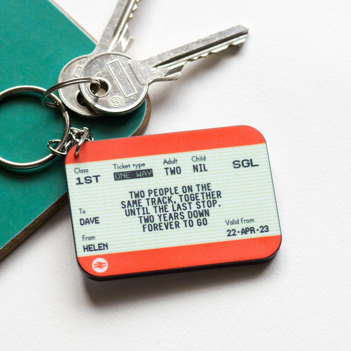 Personalised Train Ticket Anniversary Keyring Personalised Keyring Of Life & Lemons 