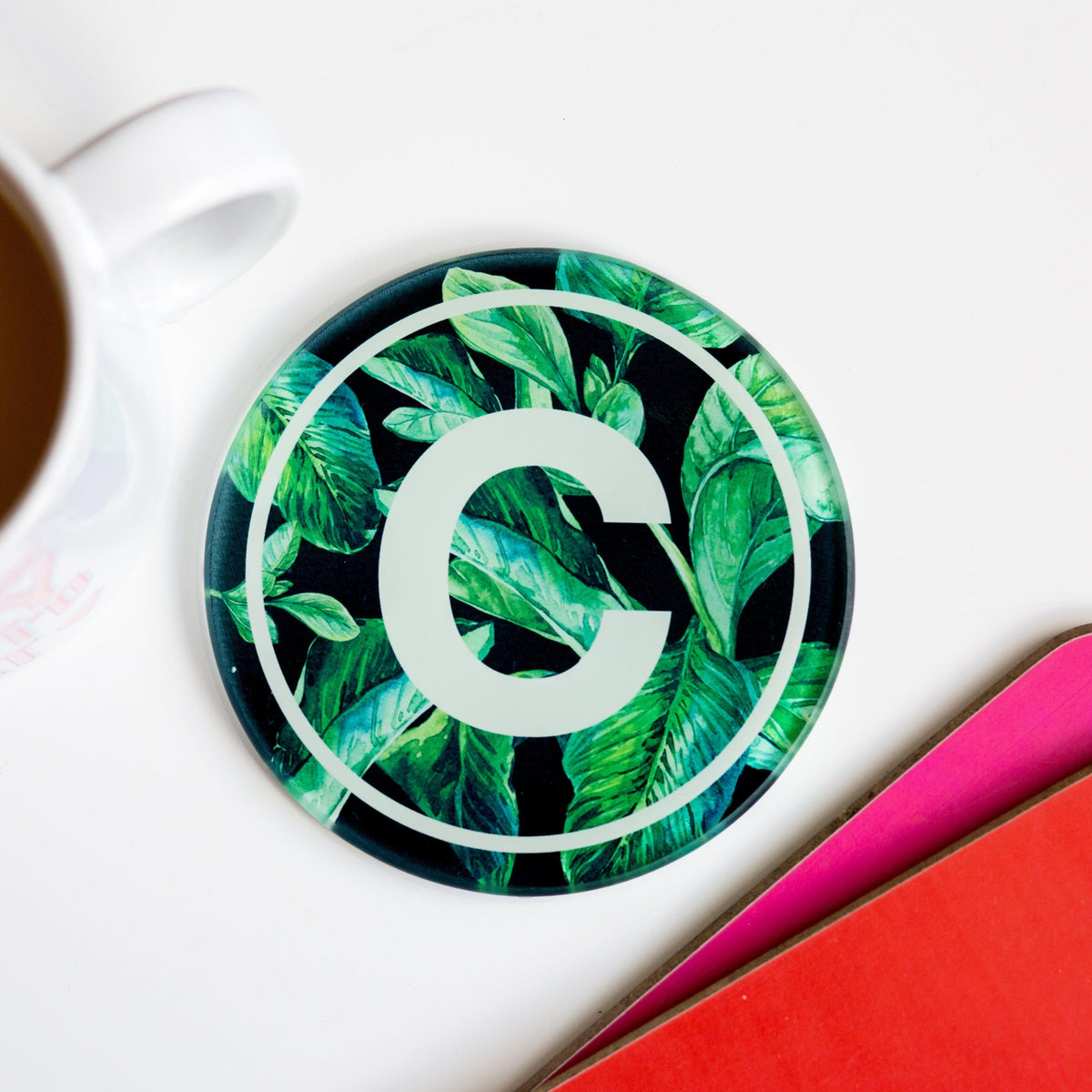 Tropical Leaf Monogram Coaster Coaster Of Life & Lemons® 